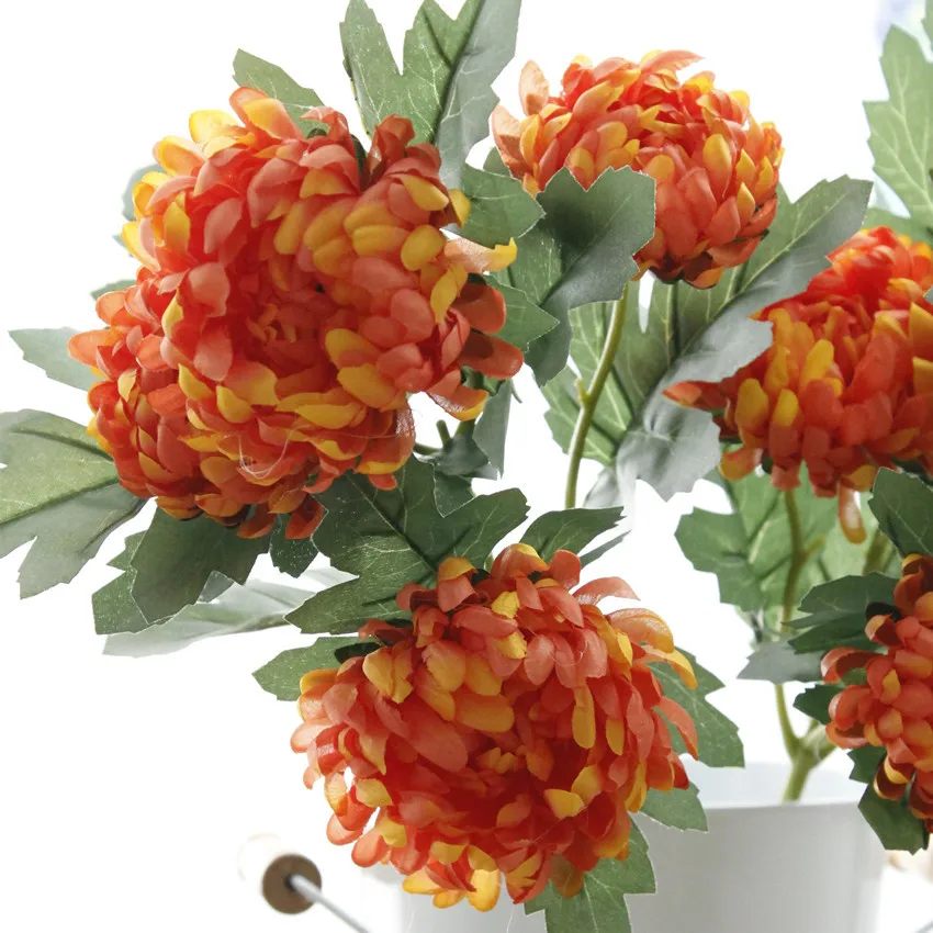 Artificial Spherical Chrysanthemum Flower Bouquet Of Chrysanthemum Fake Silk Plants For Wedding Christmas Party Decoration JH123 (3)