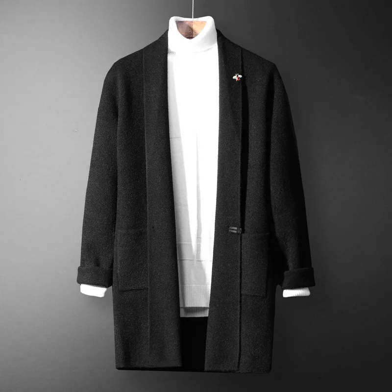 Для мужчин s свитер кардиган с длинными рукавами Мужчины тянуть стиль кардиган одежда модная теплая дутая куртка свитера Для мужчин