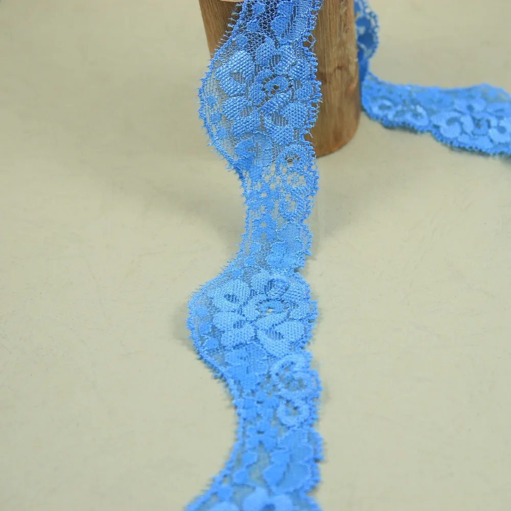 

promotion 10 yards 37mm width blue color Elastic Stretch Lace trim sewing accessories