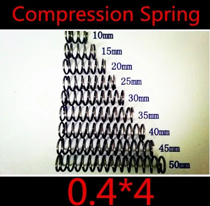 

50pcs 0.4mm 0.4*4mm Small spot spring wire micro spring compression spring pressure spring length (5/10/15/20/25/30/35/40/45/50)