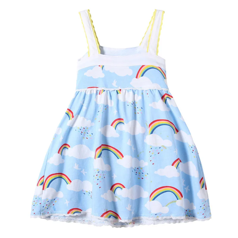 

2018 Kids Girl Dress Sleeveless Rainbow Printing Children Girl summer Vestidos Baby Girl Beach Dress 2-7yrs