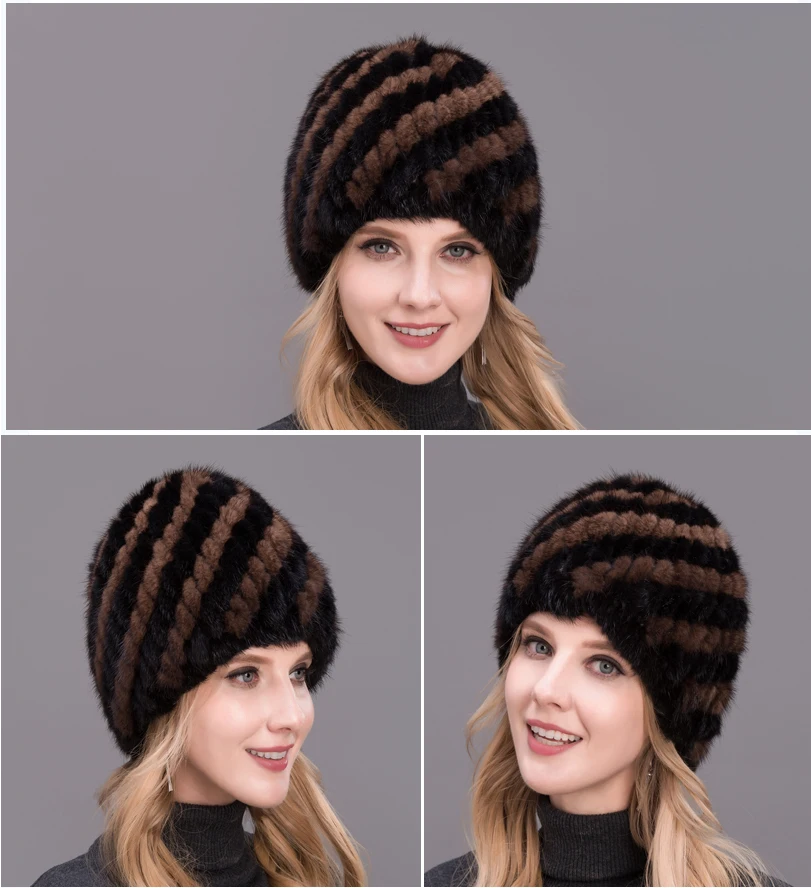 Лидер продаж, стильная теплая шапка из натурального меха норки, женская зимняя вязаная шапка из меха норки в форме ананаса, высокое качество, но низкая цена, меховая шапка