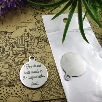 

20pcs--"For the ear tests words as the tongue tastes food."stainless steel styles for choosing DIY Charms Bible gold sentence