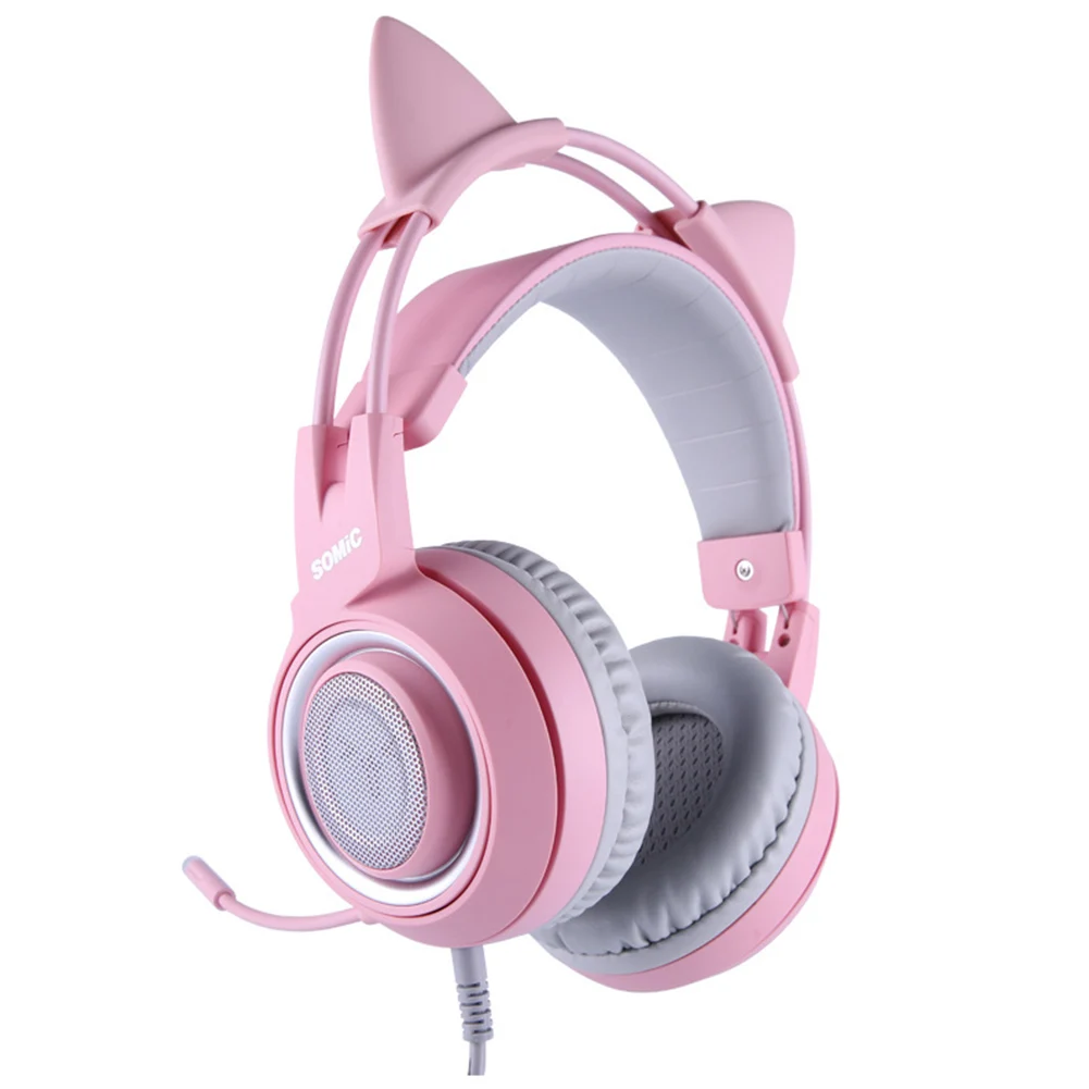 

Realistic USB Plug Gaming Headset Earmuff Noise Canceling Ergonomic Lightweight Gift Cat Ear Cute Virtual Channel LED Indicator
