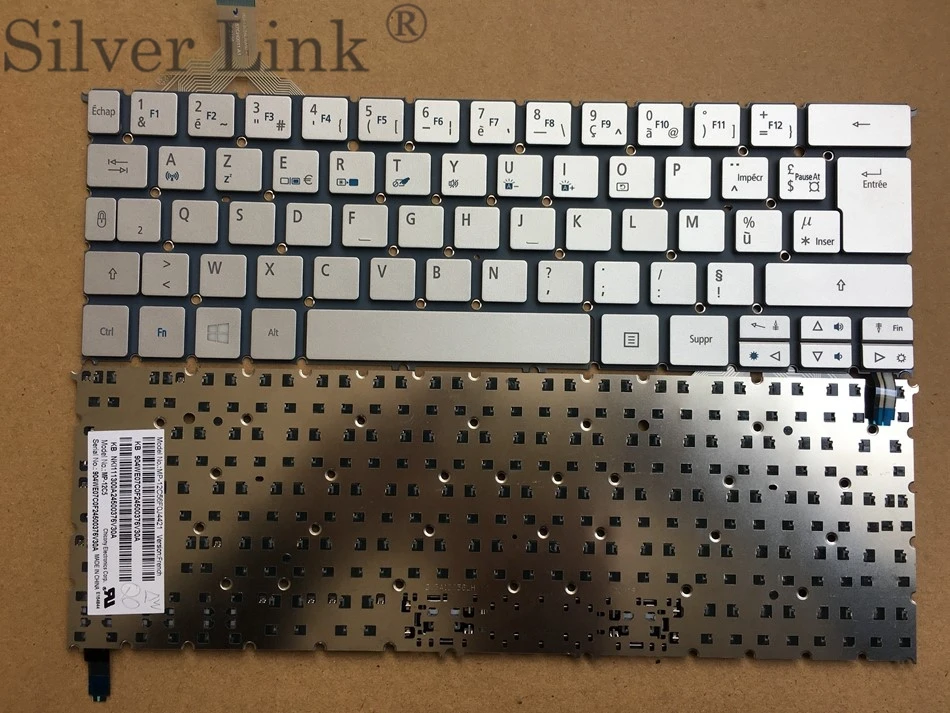 FR Французская клавиатура для Acer S7 S7-391 S7-392 MS2364 Серебристая с подсветкой Azerty Layout |