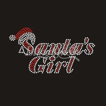

BlingQueen 25PCS/LOT Hot Fix Rhinestone Transfers Santa's Girl Design