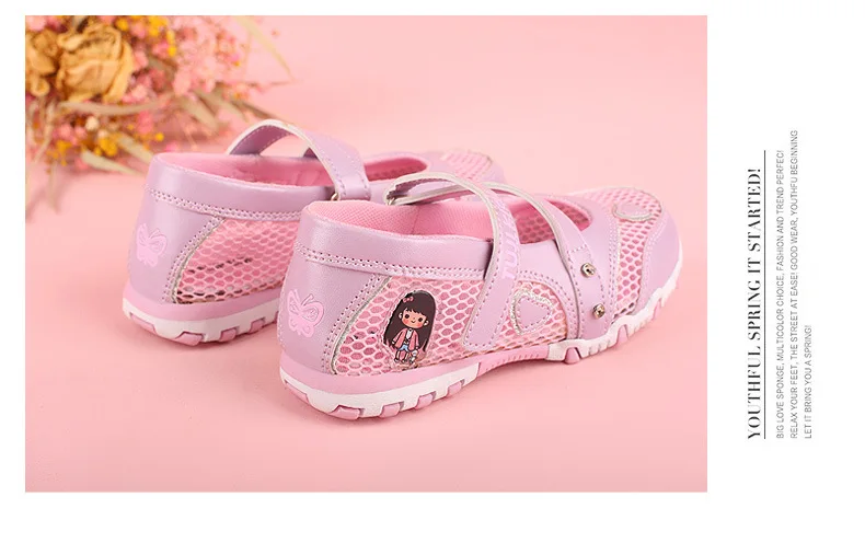 2019 обувь для девочек Sneakres сандалии с закрытым носком летние мягкие дышащие туфли принцесса модная обувь для танцев