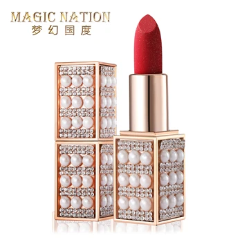 

Magic Nation Beauty Pearl Starry Diamond Lipstick Matte Long-lasting Waterproof Nude Velvet Lipstick and Magic Green Lip Batom