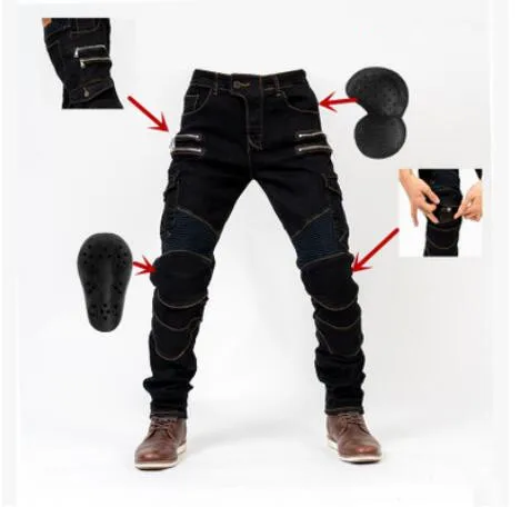 

Black Motopants leisure motorcycle jeans riding trousers off-road outdoor motocross riding pants zipper design with protection