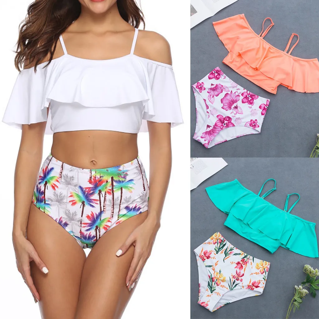 

Bikinis 2019 Mujer Women Sexy Backless Print Swimwear High Waist Bikini Set Beachwear Maillot De Bain Femme Bathing Suit