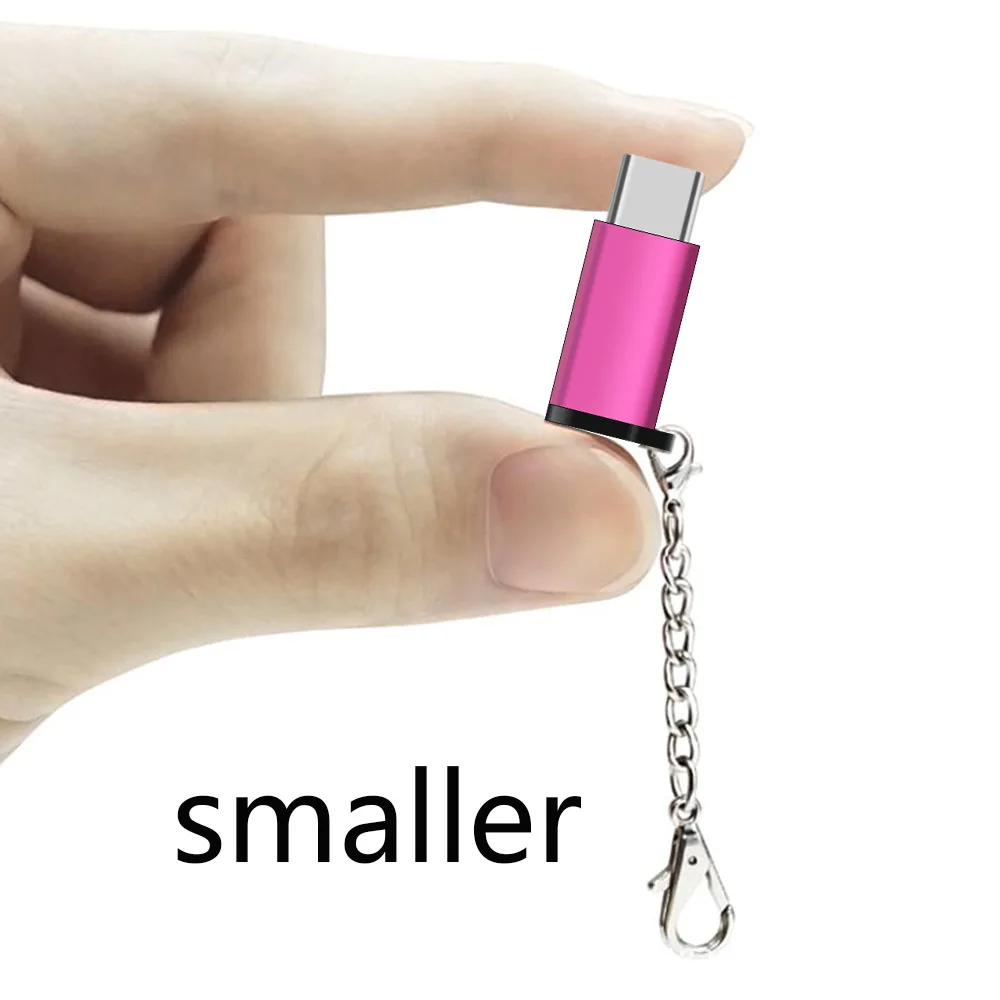 Micro USB To TypeC Adapter With Keychain Micro USB Female To USB Type C Male Adaptador Tipe C Charging Data Sync Type-C Adapters (17)