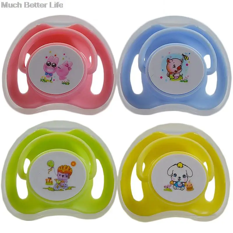 

2pcs Cartoon Animal Pattern Kids Care Baby Feeding Silicone Pacifier Flat Nipple Teether Soother Love Heart Shape with Handle