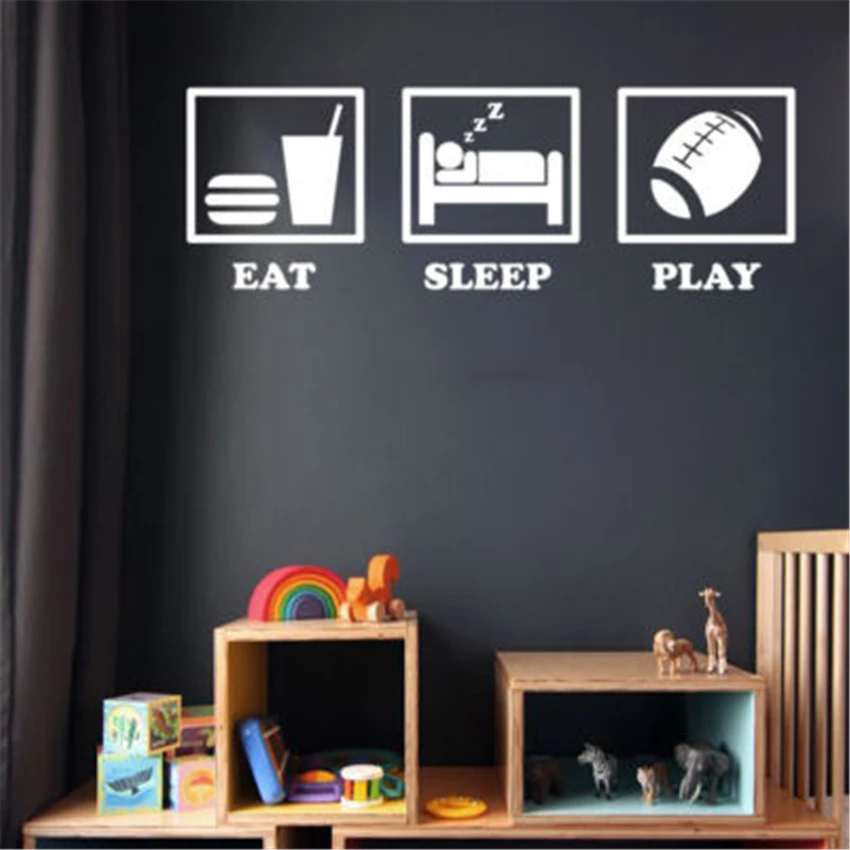 Переводные картинки для регби Eat Sleep Play настенные художественные Стикеры