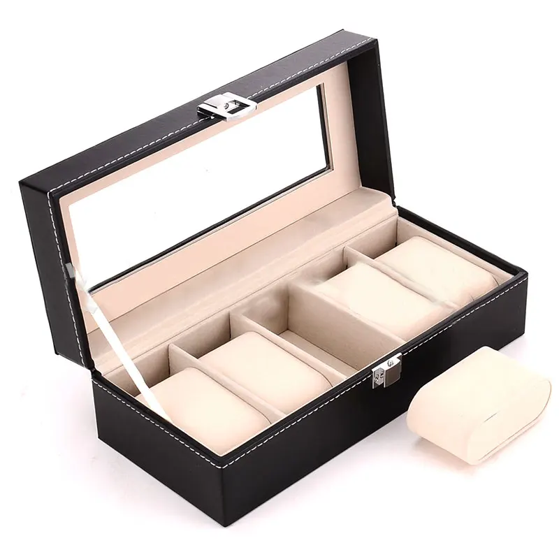 Часы коробка из искусственной кожи Дисплей чехол профессиональный держатель Органайзер часы коробка для хранения ювелирных изделий, коробки, Футляр Дисплей лучший подарок - Цвет: 5 Grid