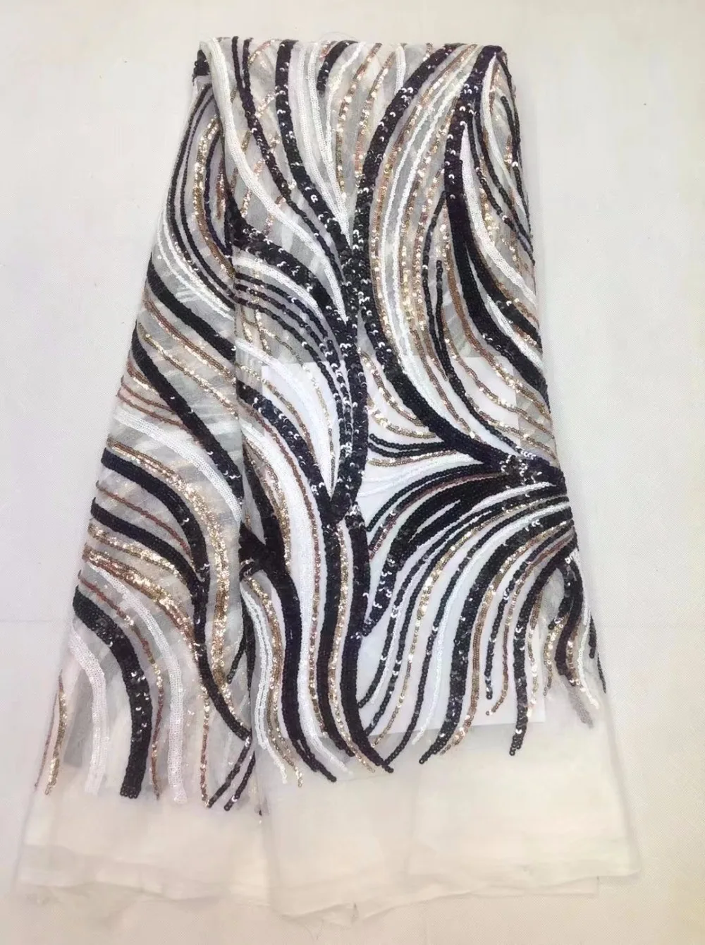 

African High quality wedding net lace fabric Embroidered French Mesh sequins lace fabric