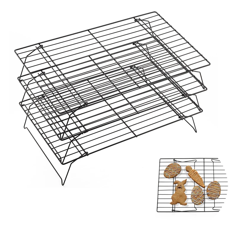 OBRKING Carbon Steel Cooling Cake Racks Oven 3 Layered Nonstick Cooling Racks For Cookies Cakes