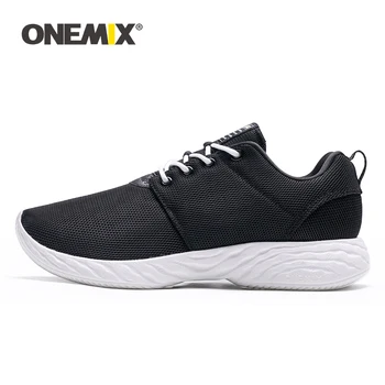

ONEMIX Women's Air Cushion Sneakers Platform Black Shoes Lightweight Sports Running Shoes Outdoor Athletic Flats For Walking