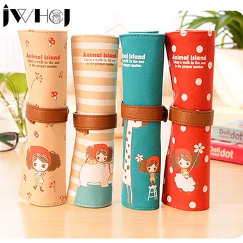 

1pcs large capacity cartoon coils Pen pencil case school pencil cases canvas pencil bag cosmetic bag children gift Free shipping