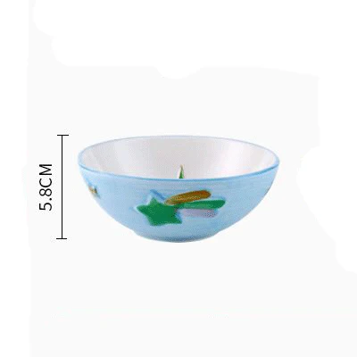 Набор керамической посуды с милым единорогом из мультфильма, фарфоровая тарелка с животным, тарелка, миска, ложка, детский обеденный набор для завтрака, подарок - Цвет: Blue Big bowl