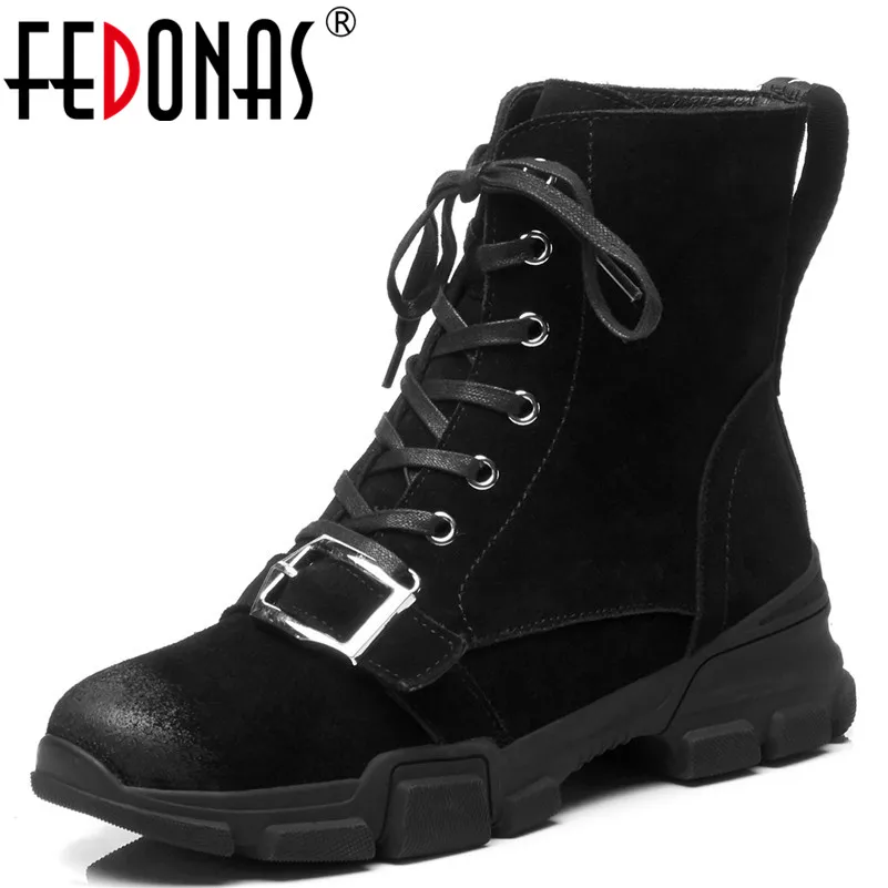 

FEDONAS Punk Rock Women Ankle Boots Platforms High Heels Autumn Winter Shoes Woman Lace Up Buckles Short Martin Shoes Woman