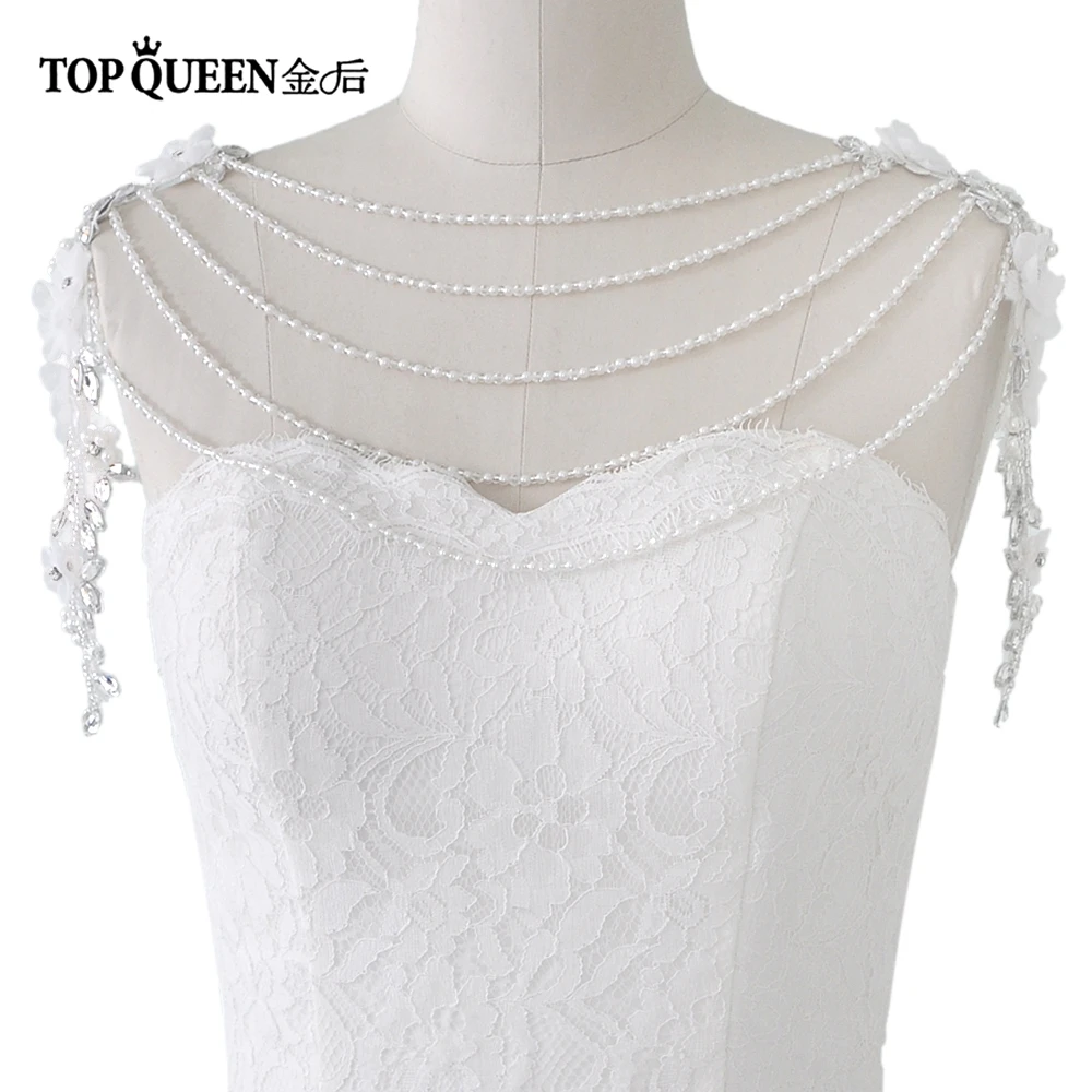 

TOPQUEEN G05 Crystal Handmade Bridal Shoulder Necklace Pearl Women Pageant Prom Wedding Shoulder Jewelry Chain Dress Shawl