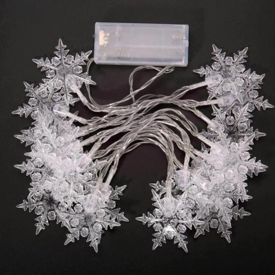 Новогоднее сказочное освещение 20LED снежинки полый струнный свет наружный декор