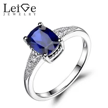 Leige Jewelry Sapphire Engagement Rings Sterling Silver 925 Jewelry Cushion Cut Promise Ring Blue Gemstone September Birthstone