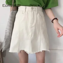 EORUTCIZ Летняя джинсовая юбка женские джинсы с завышенной талией винтажная юбка-карандаш тонкий карман элегантные мини юбки LM301