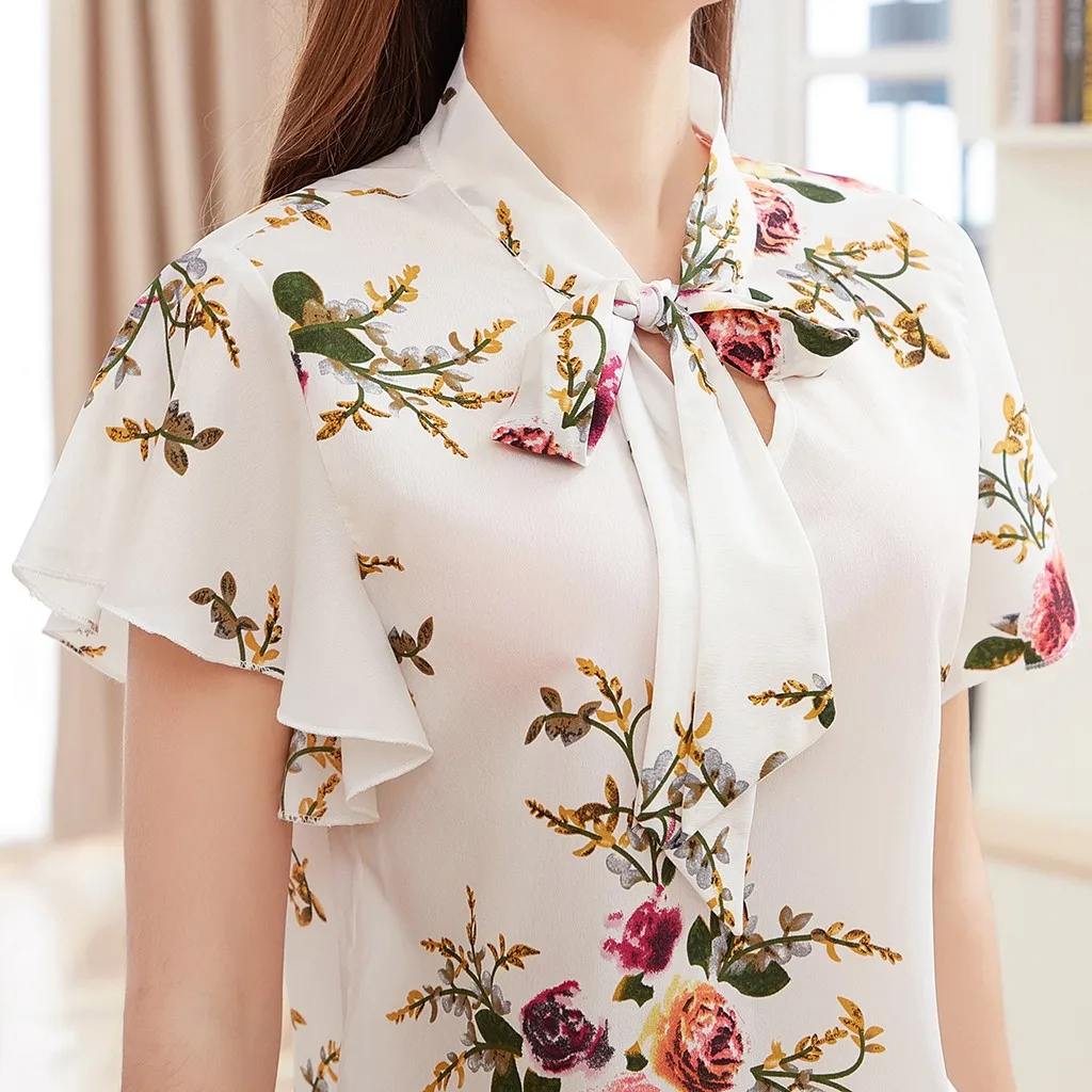 Best Sell Women Short sleeve Bow-Knot Neck Printing Shirt Casua Print Top Loose Printed Funny t shirt For Lady Femme Top Best Sell Women Short sleeve Bow-Knot Neck Printing Shirt Casua Print Top Loose Printed Funny t shirt For Lady Femme Top