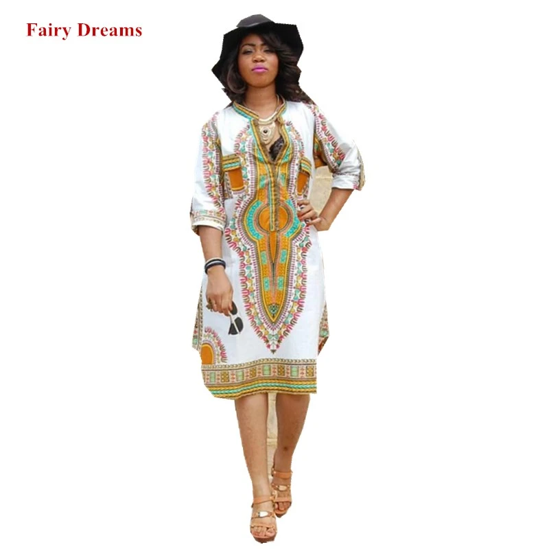 african print white dresses