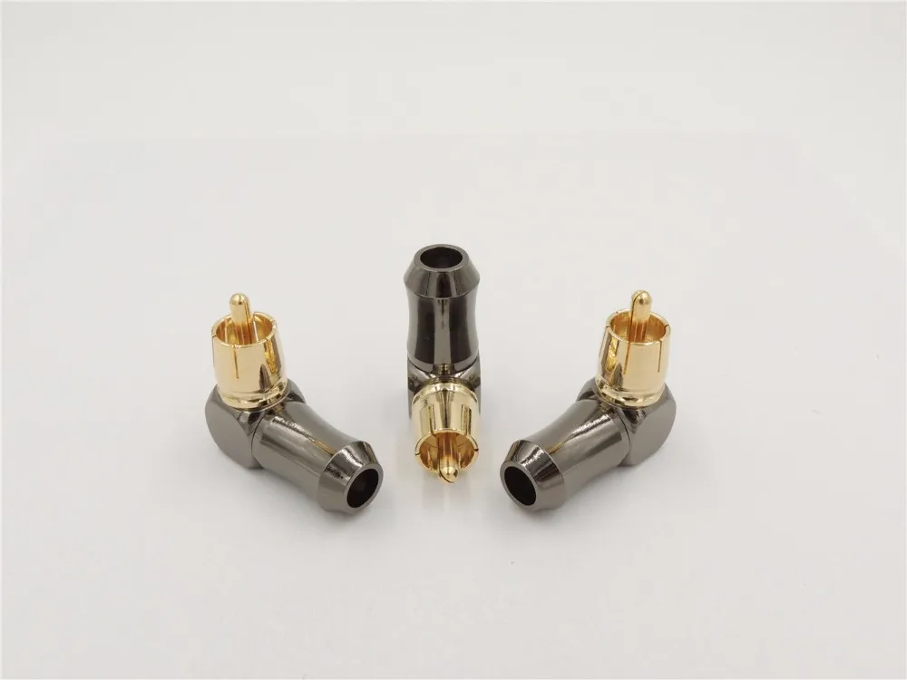

50pcs New High Quality Gold plated Right Angle RCA Male Plug Audio Video Connector