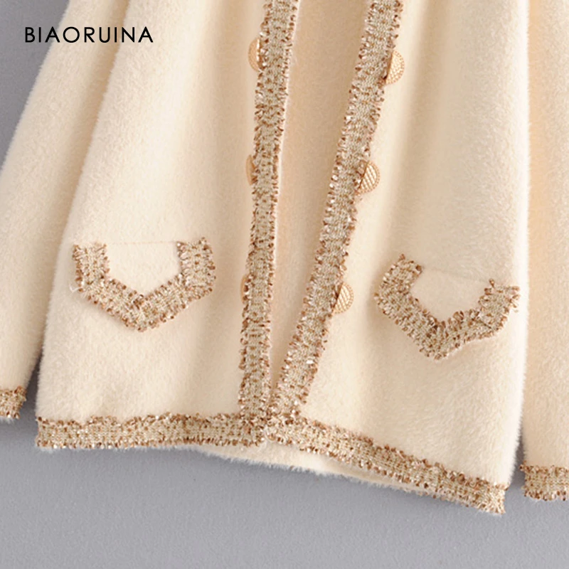 BIAORUNA женское шикарное элегантное лоскутное пальто с кисточками и лентами, Офисная Женская модная куртка с круглым вырезом, пальто осень