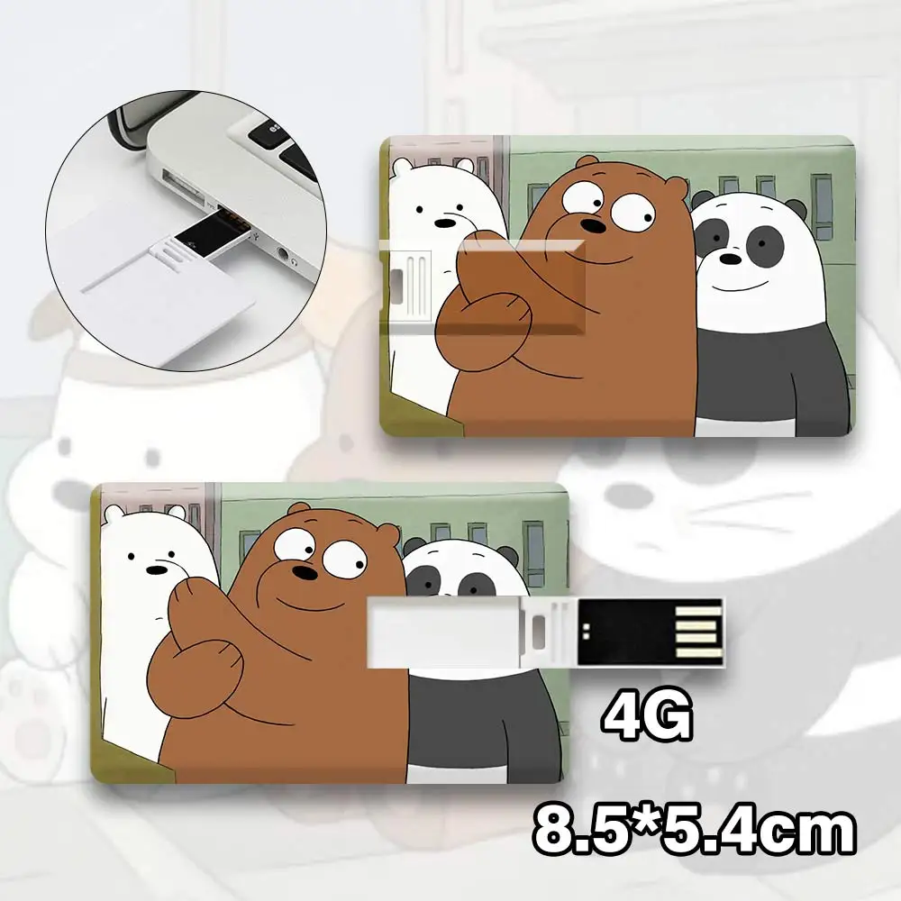 Suncomics We Bare Bears Grizzly 4GB Pendrive Credit Bank Card Shape Waterproof USB Flash Drives Memory Stick U Disk Normal |