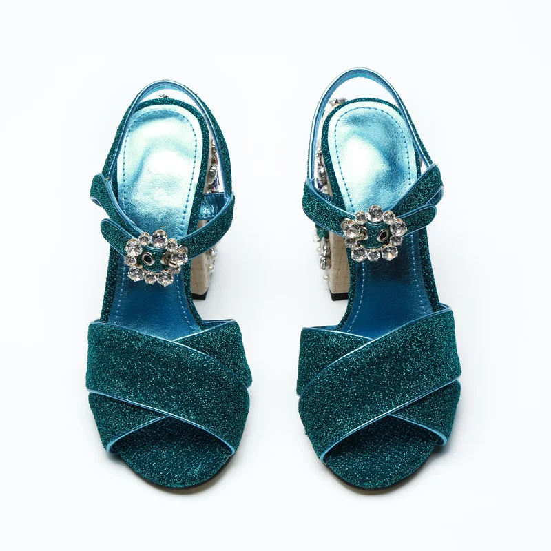 

2019 New Brand Designer Women Shoes Peep Toe Crystal Embellished Women Pumps Sapato Feminino Buckle Dress Wedding Shoes Chic