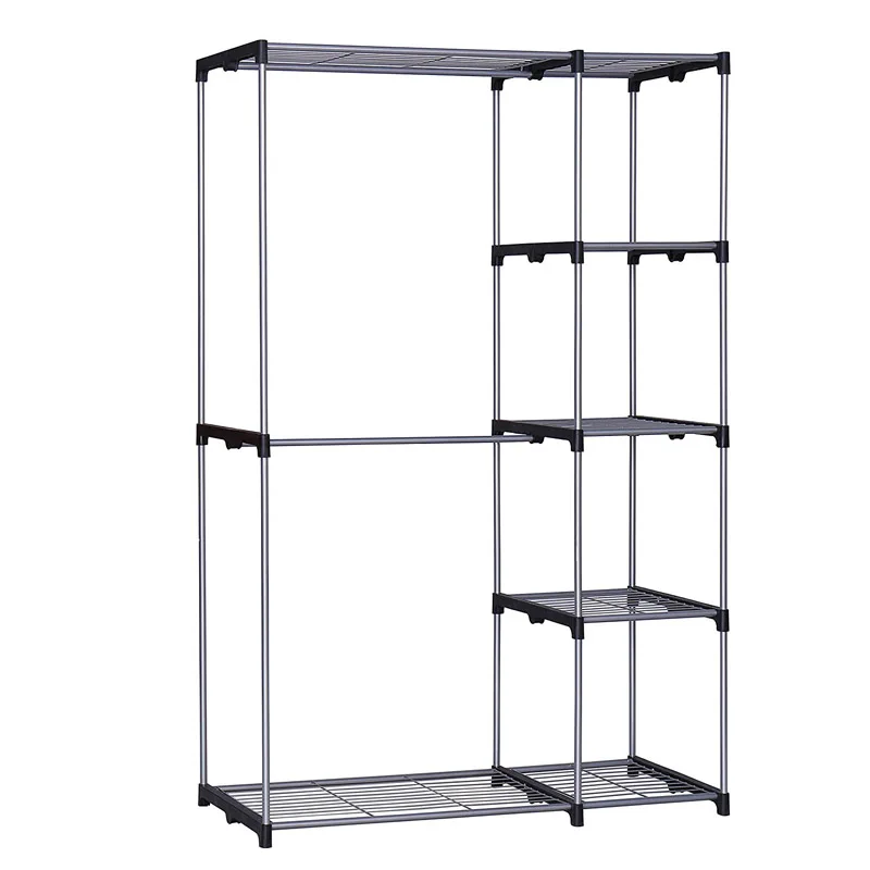 Youud Double Rod Closet Portable Wardrobe Storage Organizer Free