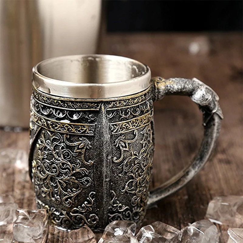 UPORS Viking Skull кружка из нержавеющей стали кофейная кружка средневековый замок рыцарь Скелет кружка для пива вина подарки на Хэллоуин
