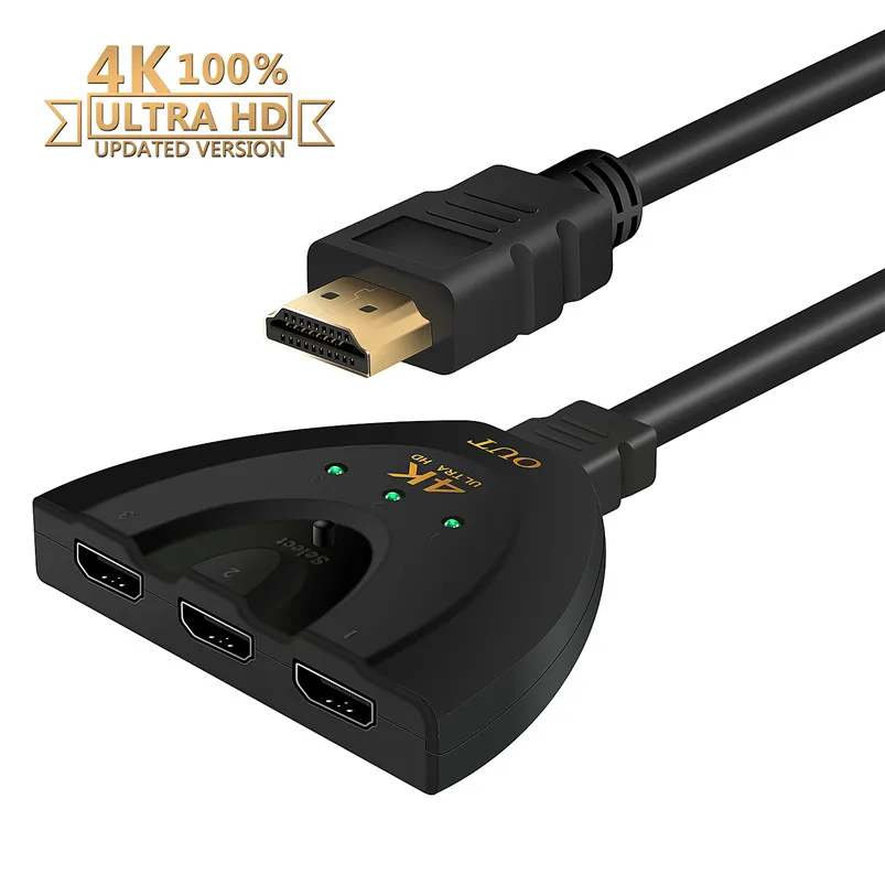 

NewBEP High quality Gold Plated 3 Port HDMI 4Kx2K Switch 3 Input 1 Output HDMI Switcher for Blue ray PS3 Xbox 360 wholesale
