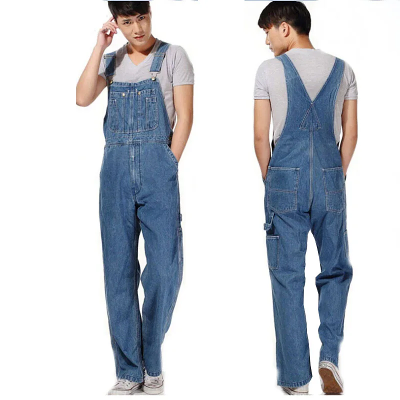 Hot 2018 Men's Plus Size Overalls Large Size Huge Denim Bib Pants Fashion Pocket Jumpsuits Male Free Shipping Brand  