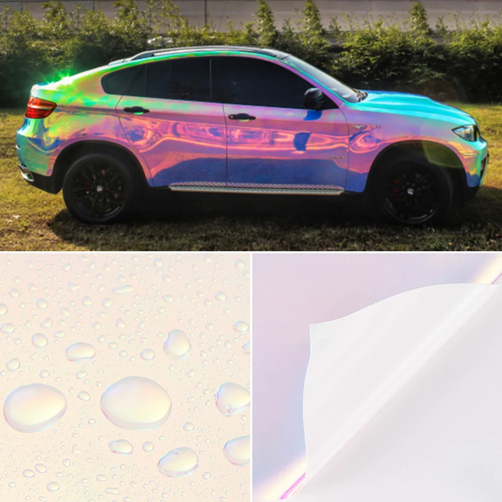  AuMoHall Holographic Rainbow Chrome Car Sticker Laser Plating Car Body Wrap Film DIY Car Styling