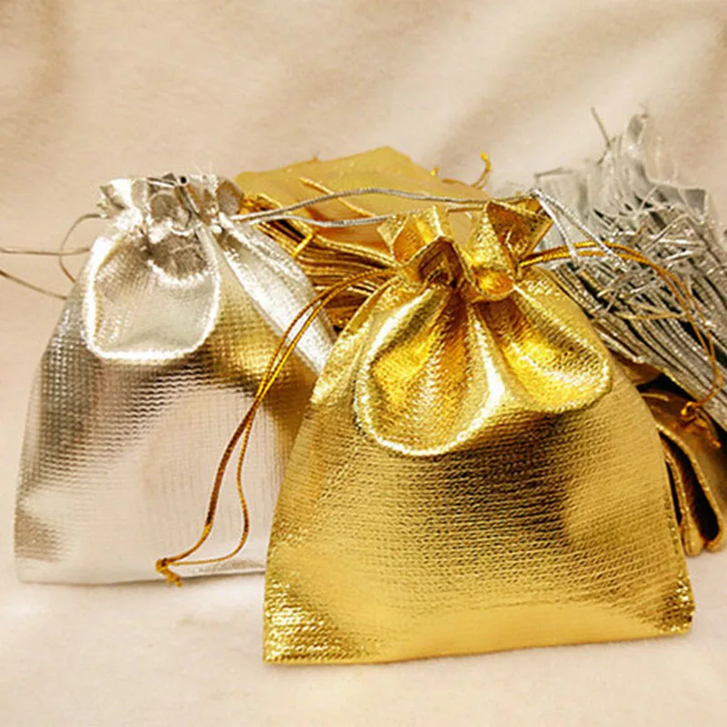 10 шт., 7X9 см, 9x12 см, шнурок, сумки для ювелирных изделий, конфета, печенье, упаковочный мешок, металлическая фольга, Подарочный мешочек из органзы, сумка для свадебной вечеринки