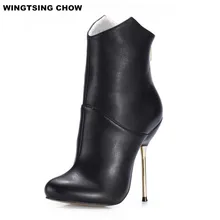 Г. Новая брендовая кожаная обувь женские ботильоны осенне-зимняя женская обувь на высоком каблуке пикантные женские ботинки Большие размеры 43