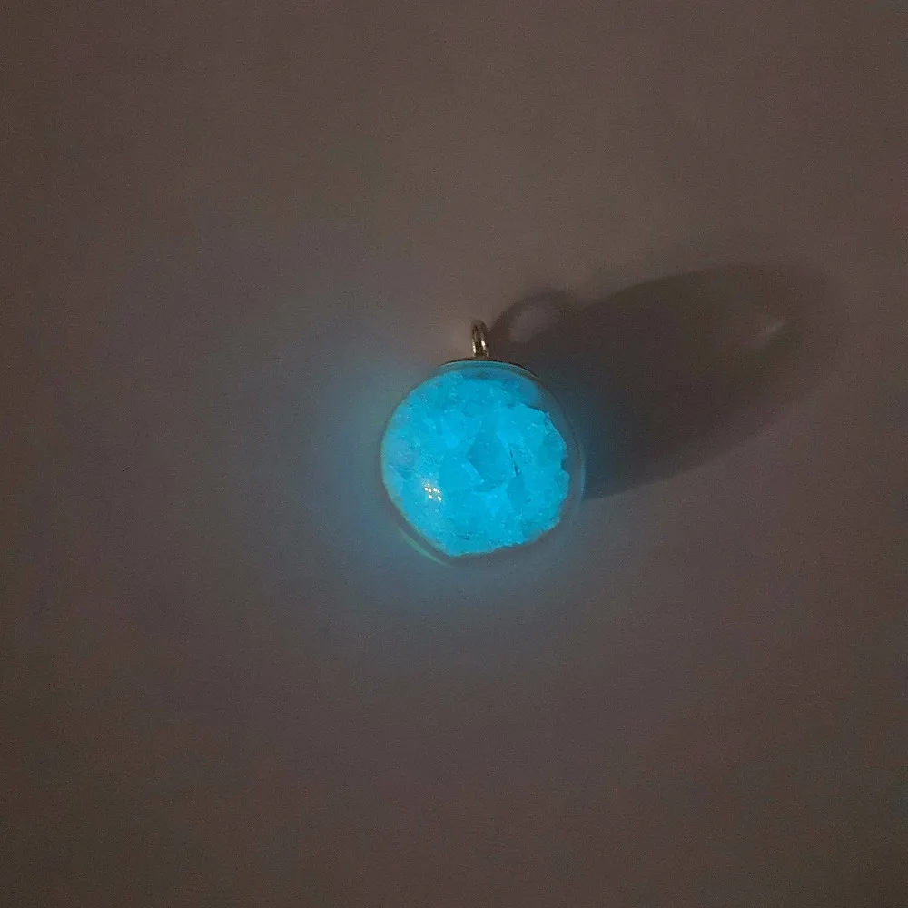 Синий камень Световой светятся в темноте Стекло мяч кулон 925 стерлингового серебра цепи Цепочки и ожерелья Для женщин