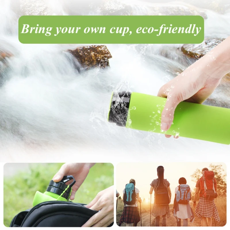 Outdoor Silicone water bottle folding large capacity kettle riding hiking Bottle