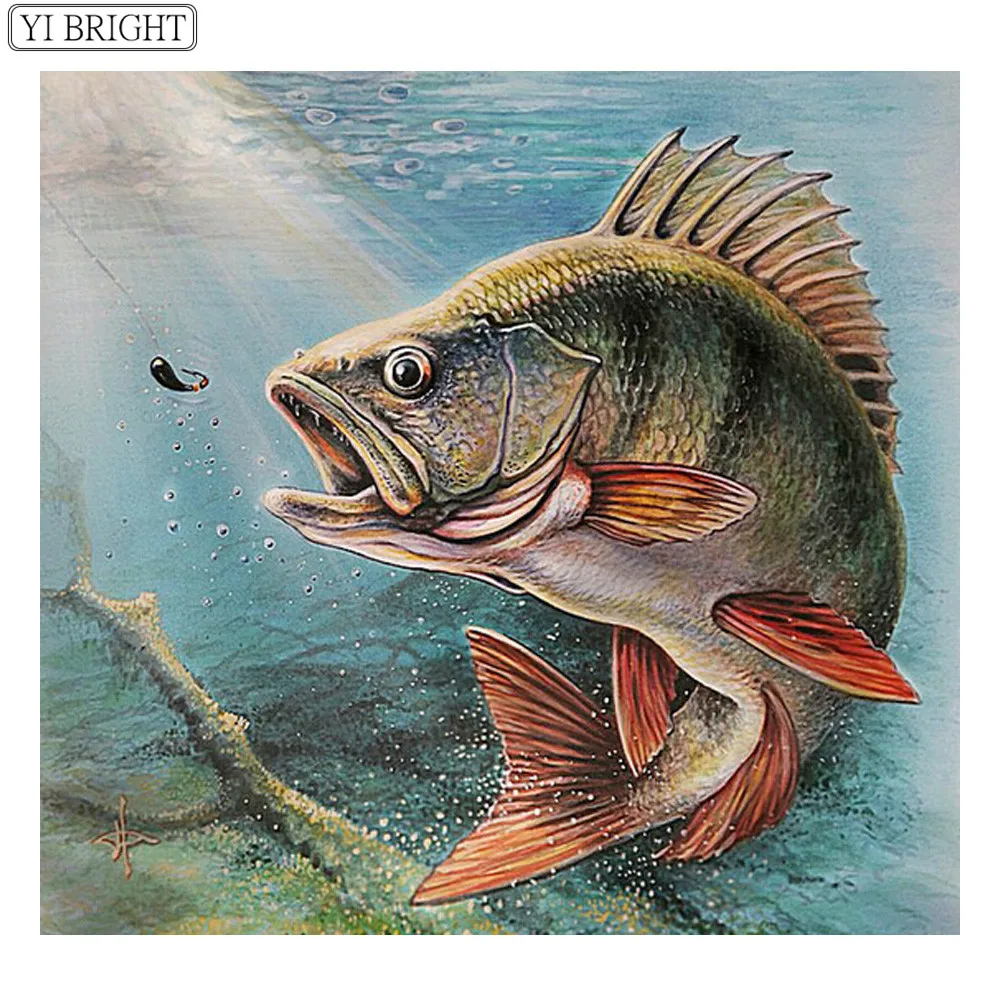 

DIY Diamond Painting Fish Full Square Diamond Mosaic Animal Cross Stitch Rhinestones Diamond Embroidery Pictures Home Decorat