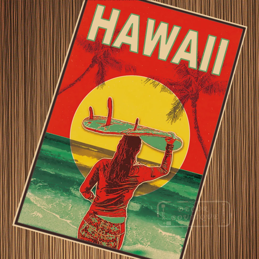 Diy Vintage Poster Holiday in Hawaii America Pop Art Travel Poster Vintage Retro Poster