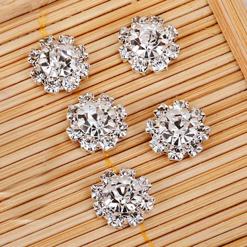

New 100Pcs Round Rhinestone Button With Embellishment DIY Accessory