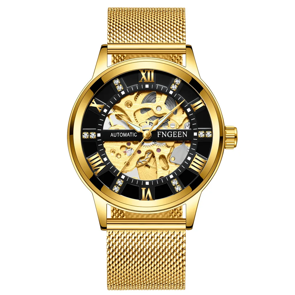 Automatic Mechanical Meter  Hollow Nightlight Waterproof Watch Dress Mechanics Pointer Couple Watches ZF9787