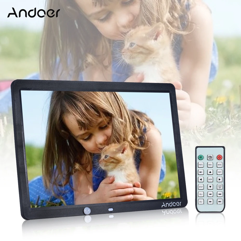 Andoer 1" LED 1280*800 Фоторамки альбом на стене Desktop Поддержка Дистанционное управление с детектором движения Сенсор