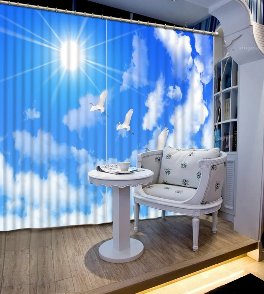 

Modern Printing Window Curtain For Living room hd sky Blackout 3D Curtains Fabric Decoration