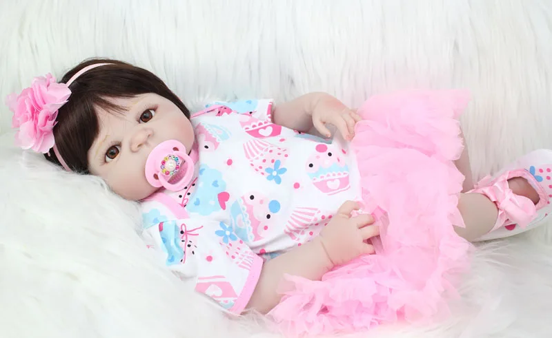 55 см полное Силиконовое боди Reborn Baby Doll игрушка 22-дюймовый винил новорожденный принцессы для девочек младенцев кукла прекрасный подарок на